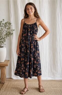 Christina Rohde Girls Floral Midi Dress Racer Multicolor Spaghetti Strap Size 12